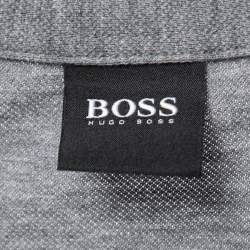 Pre Owned Boss By Hugo Boss Grey Cotton Knit Polo T-Shirt M