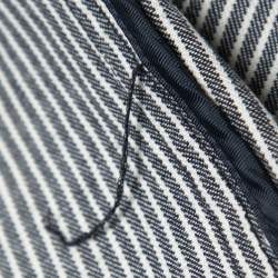 Pre Owned Boss By Hugo Boss Navy Blue/White Striped Cotton Double Breasted Blazer M