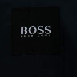 Pre Owned Boss By Hugo Boss Navy Blue/White Striped Cotton Double Breasted Blazer M