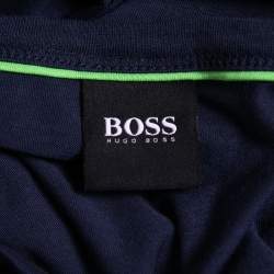 Pre Owned Boss By Hugo Boss Blue Embossed Logo Print Cotton Teebo_N T-Shirt L