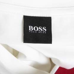Pre Owned Boss By Hugo Boss White Graphic Print Cotton Tiburt 151 T-Shirt M