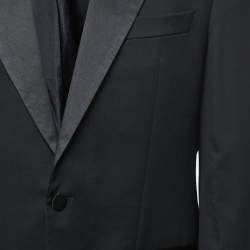 مملوكة مسبقًا Boss By Hugo Boss Black Wool & Satin Lapel Tuxedo Blazer L