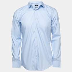 Pre Owned Hugo by Hugo Boss Blue Cotton Button Front Shirt M