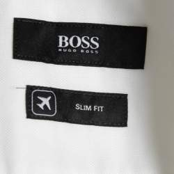 Pre Owned قميص بوس باي هوغو بوس قطن أبيض بأزرار أمامية قصة سليم مقاس متوسط - ميديوم