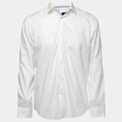 مملوكة مسبقًا Boss By Hugo Boss White Cotton Full Sleeve Regular Fit Easy Iron Shirt M
