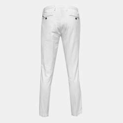 Pre Owned Boss By Hugo Boss White Cotton Classic Slim Fit Chino Pants L