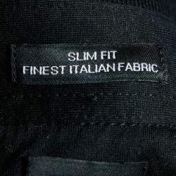 Pre Owned Boss By Hugo Boss Black Striped Cotton Knit Polo T-Shirt S