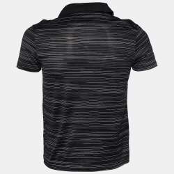 Pre Owned Boss By Hugo Boss Black Striped Cotton Knit Polo T-Shirt S