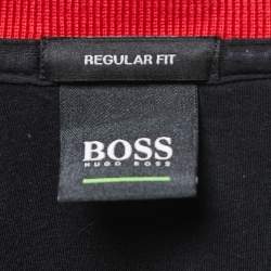 Pre Owned Boss By Hugo Boss Navy Blue Cotton Knit Zip Font  Jacket L