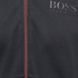 Pre Owned Boss By Hugo Boss Navy Blue Cotton Knit Zip Font  Jacket L