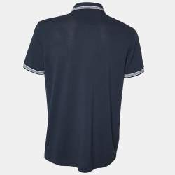 Pre Owned Boss By Hugo Boss Navy Blue Cotton Regular Fit Polo T shirt XL