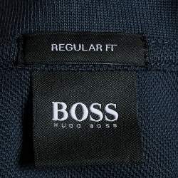Pre Owned Boss By Hugo Boss Navy Blue Cotton Regular Fit Polo T shirt XL