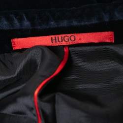 Pre Owned Boss By Hugo Boss Navy Blue Velvet Extra Slim Single Breasted Blazer L 