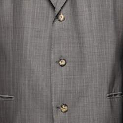 Pre Owned Boss By Hugo Boss Grey Striped Virgin Wool Lucca Blazer 4XL