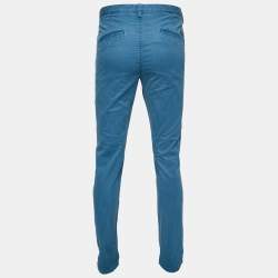 مملوكة مسبقًا Boss By Hugo Boss Blue Cotton Straight Leg Pants L