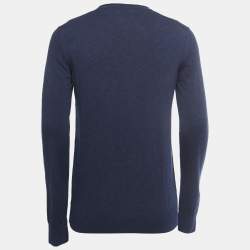 Pre Owned Boss By Hugo Boss Navy Blue Cotton Knit Crew Neck Sweatshirt L