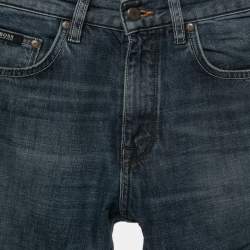Boss By Hugo Boss Dark Blue Washed Denim Regular Fit Jeans L Waist 30"