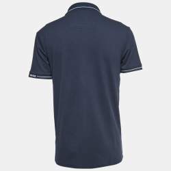 Pre Owned Boss By Hugo Boss Navy Blue Cotton Pique Moisture Manager Slim Fit Polo T-Shirt L