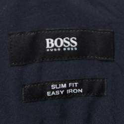 Pre Owned Boss by Hugo Boss Navy Blue Cotton Slim Fit Button Front Shirt L
