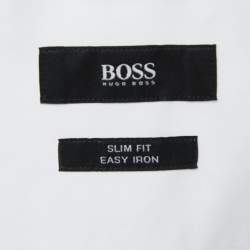 Pre Owned Boss by Hugo Boss White Cotton Round Neck Slim Fit Shirt L