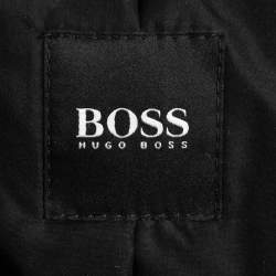 Pre Owned Boss By Hugo Boss Black Wool Single Breasted Hooded Coat M
