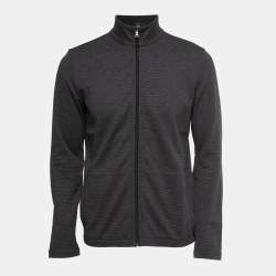 Pre Owned Boss By Hugo Boss Grey Striped Cotton Fossa 17 Zip Up Jacket M