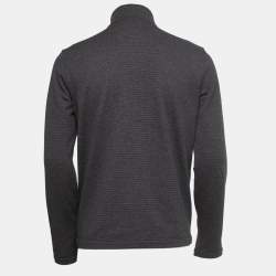 Pre Owned Boss By Hugo Boss Grey Striped Cotton Fossa 17 Zip Up Jacket M