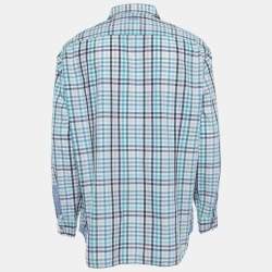 مملوكة مسبقًا Boss By Hugo Boss Blue Checked Cotton Button Front Full Sleeve Shirt 3XL