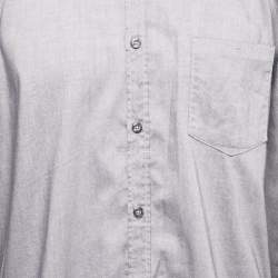 Pre Owned Boss By Hugo Boss Grey Cotton Button Front Banyo Full Sleeve Shirt 3XL