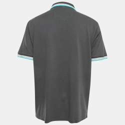 Pre Owned Boss By Hugo Boss Grey Logo Embroidered Cotton Pique Polo T-Shirt 3XL