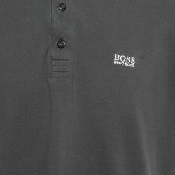 Pre Owned Boss By Hugo Boss Grey Logo Embroidered Cotton Pique Polo T-Shirt 3XL