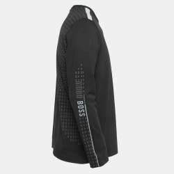 Pre Owned Boss By Hugo Boss Black Logo Print Cotton Long Sleeve T-Shirt L