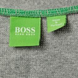 Boss By Hugo Boss Grey Cotton Knit Button Front Cardigan L