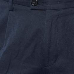 Pre Owned Boss By Hugo Boss Navy Blue Cotton Riko Pleats Pants S
