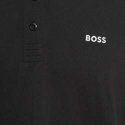 Pre Owned Boss By Hugo Boss Black Cotton Contrast Detail Polo T-Shirt XXL
