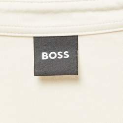 Pre Owned Boss By Hugo Boss Cream Cotton Knit Long Sleeve Polo T-Shirt L