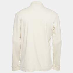 Pre Owned Boss By Hugo Boss Cream Cotton Knit Long Sleeve Polo T-Shirt L