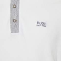 Pre Owned Boss By Hugo Boss White Cotton Pique Regular Fit Polo T-Shirt M