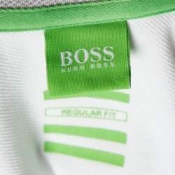 Pre Owned Boss By Hugo Boss White Cotton Pique Regular Fit Polo T-Shirt M
