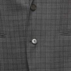 مملوكة  مسبقًا Boss By Hugo Boss Grey Checked Wool Single Breasted Blazer L