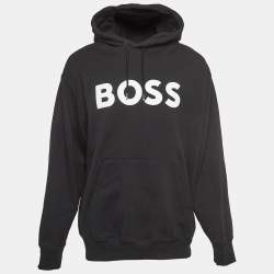 Boss By Hugo Boss Black Cotton Logo Patch Oversized Hoodie XL
