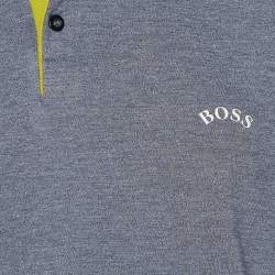 Pre Owned Boss by Hugo Boss Grey Cotton Paul Curved Polo T-Shirt XXXL