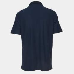 Pre Owned Boss By Hugo Boss Navy Blue Textured Jersey Polo T-Shirt XXL