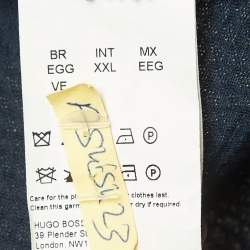 Pre Owned Boss By Hugo Boss Navy Blue Textured Jersey Polo T-Shirt XXL