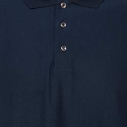 Pre Owned Boss By Hugo Boss Navy Blue Textured Jersey Polo T-Shirt XXL