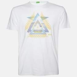 Boss By Hugo Boss White Printed Cotton Modern Fit T-Shirt L