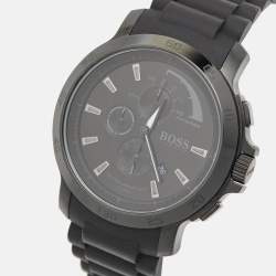 Boss By Hugo Boss Black Ion Plated Stainless Steel Rubber HB.76.1.34.2161 Men's Wristwatch 47 mm