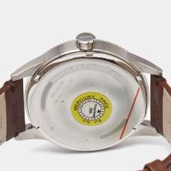 Boss By Hugo Boss Silver Stinless Steel Leather Pilot Edition HB.279.1.14.2872 Men's Wristwatch 44 mm