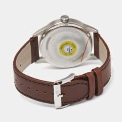 Boss By Hugo Boss Silver Stinless Steel Leather Pilot Edition HB.279.1.14.2872 Men's Wristwatch 44 mm