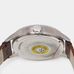 Boss By Hugo Boss Silver Stinless Steel Leather Pilot Edition HB.279.1.14.2872 Men's Wristwatch 44 mm